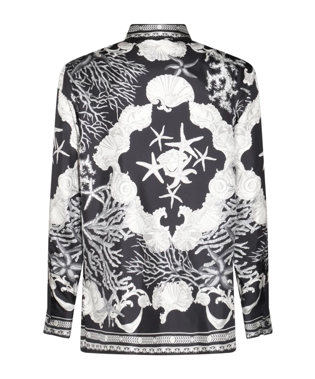 Versace Sea Printed Long Sleeved Buttoned Shirt
