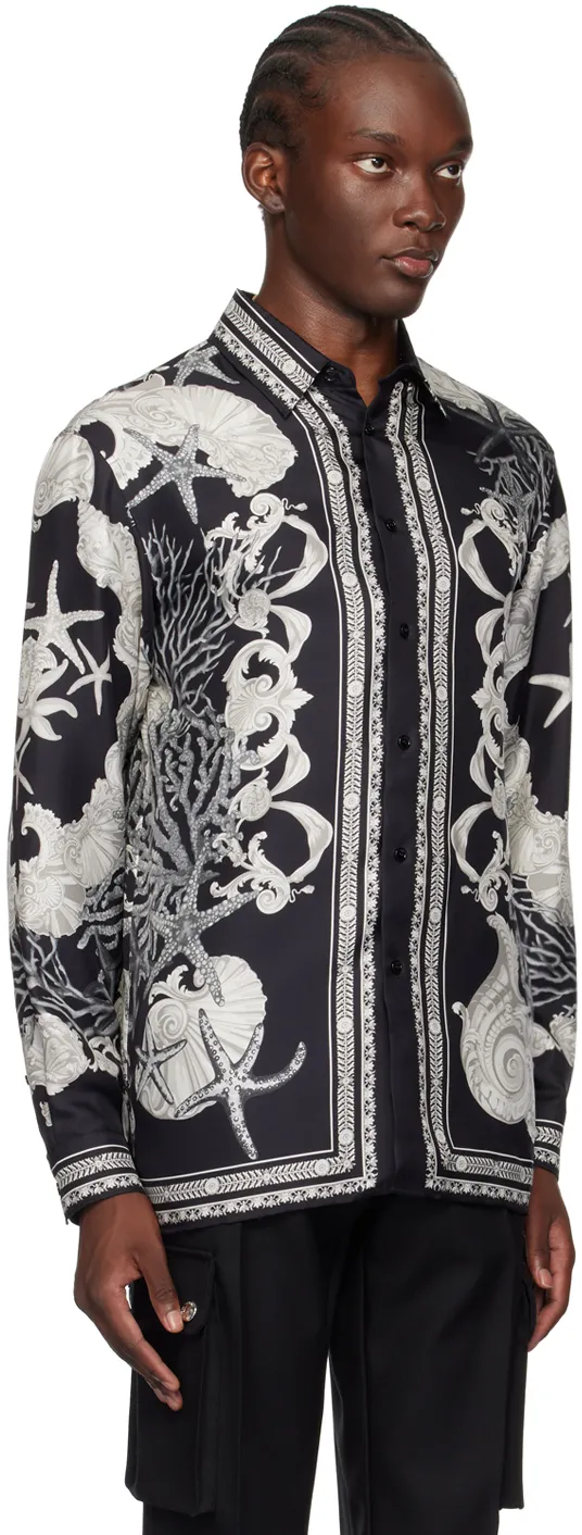Versace Sea Printed Long Sleeved Buttoned Shirt