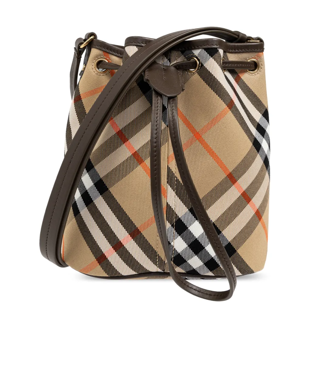 Burberry Checked Drawstring Bucket Bag