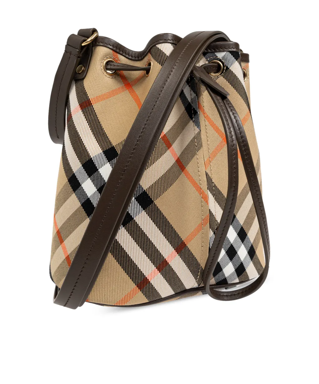 Burberry Checked Drawstring Bucket Bag