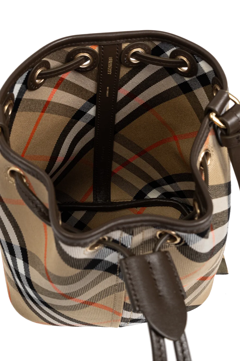 Burberry Checked Drawstring Bucket Bag