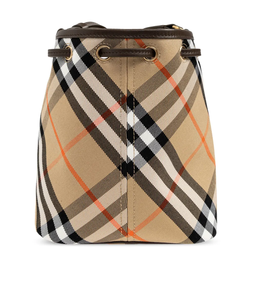 Burberry Checked Drawstring Bucket Bag