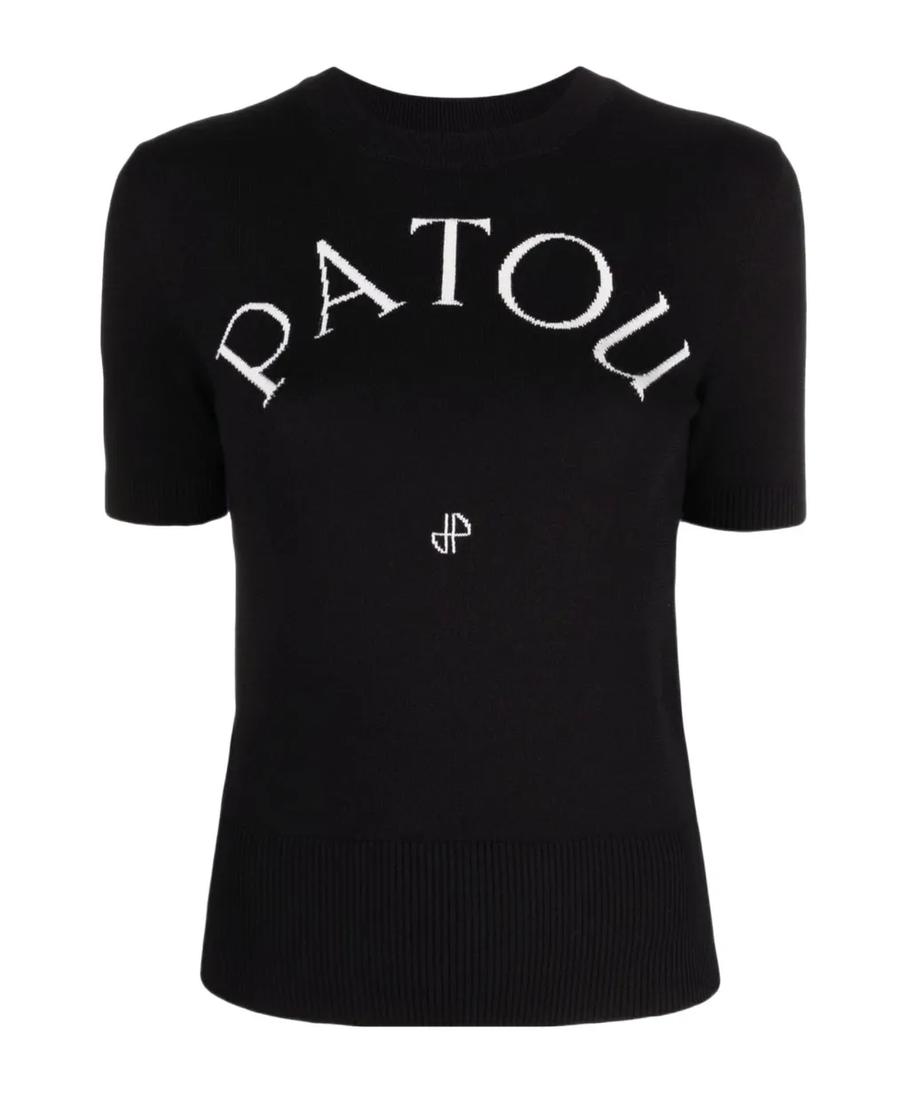 Patou Logo Intarsia Short-Sleeve Knit Top