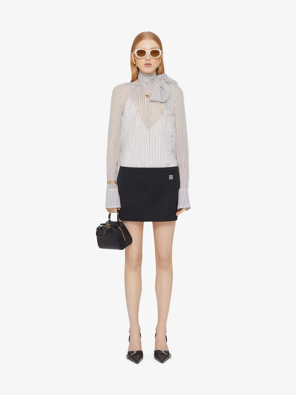 Givenchy Polka Dots Printed High-Neck Blouse
