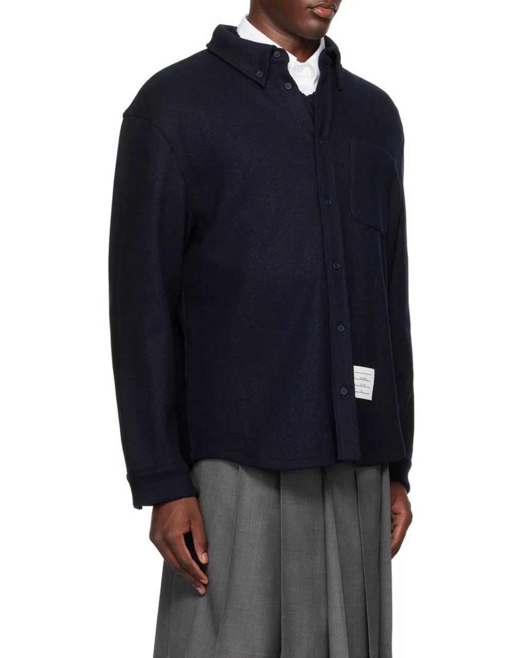 Thom Browne Herringbone Button-Up Overshirt