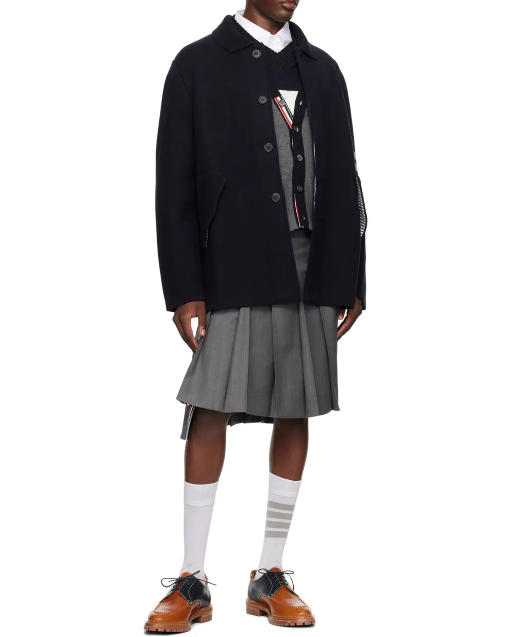 Thom Browne Stripe-Detailed Long-Sleeved Cardi-Coat