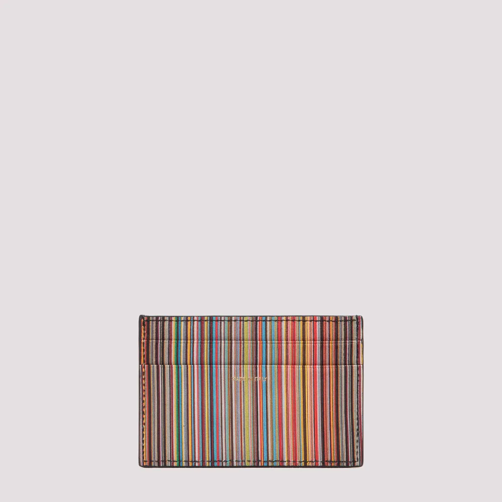 Paul Smith Logo Embossed Striped Cardholder