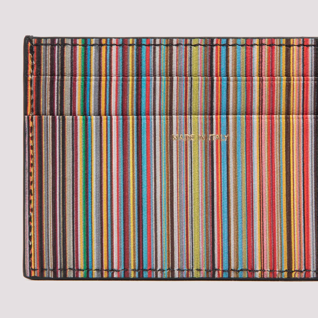 Paul Smith Logo Embossed Striped Cardholder