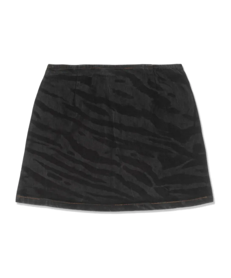Ganni Zebra Printed Denim Mini Skirt