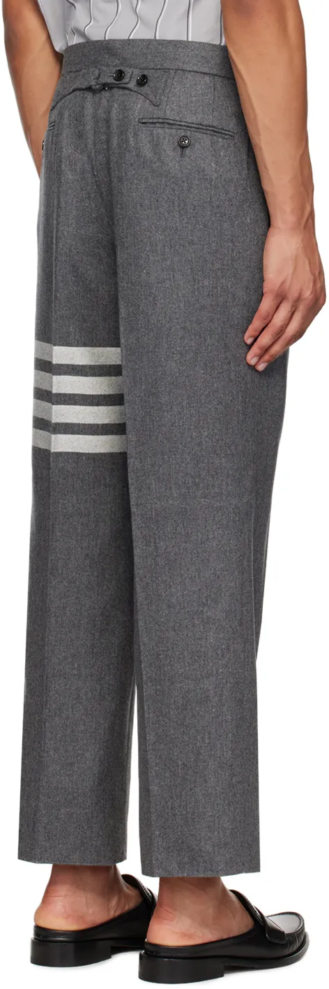 Thom Browne 4-Bar Stripe Detailed Flannel Trousers