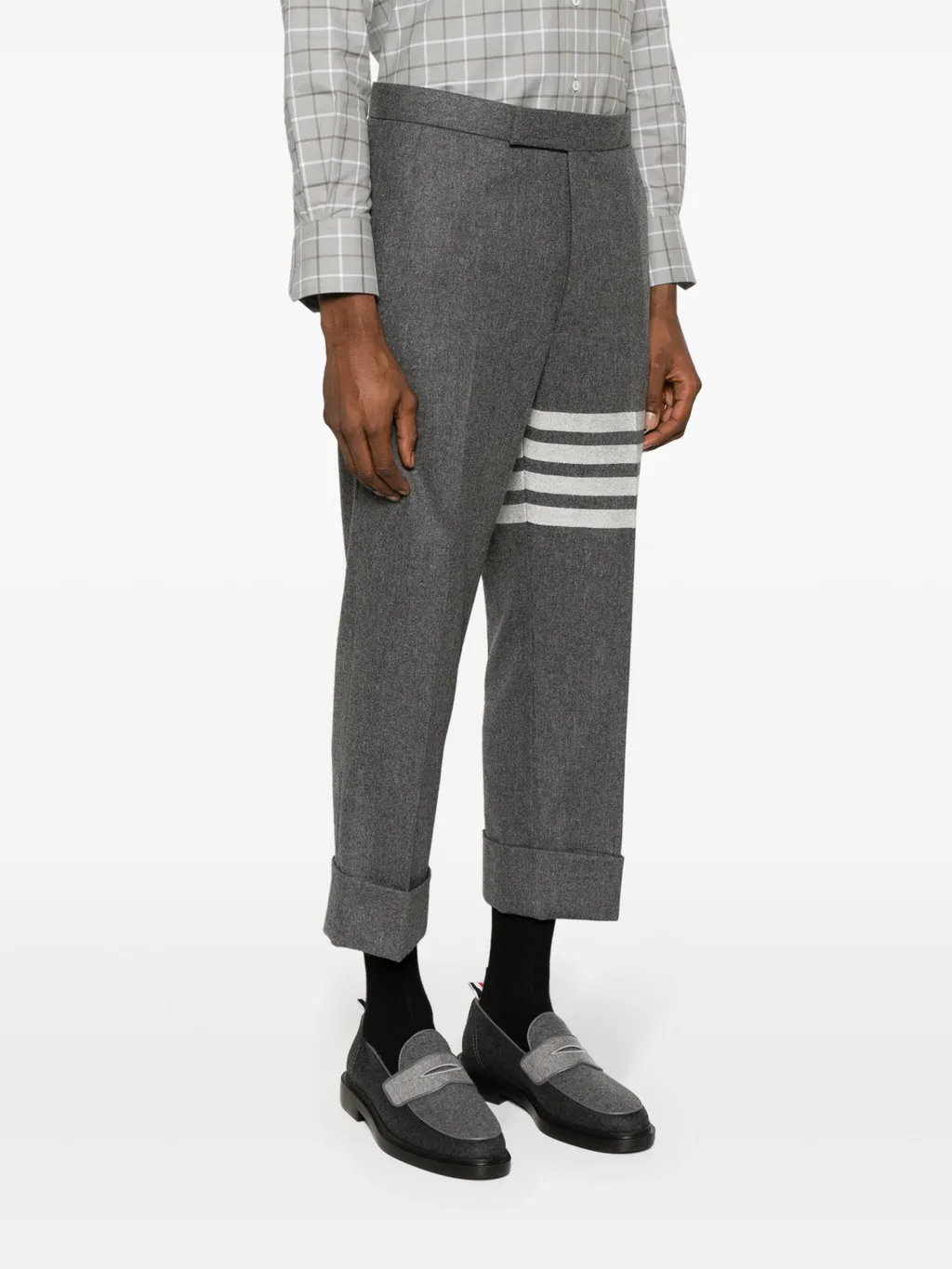 Thom Browne 4-Bar Stripe Detailed Flannel Trousers