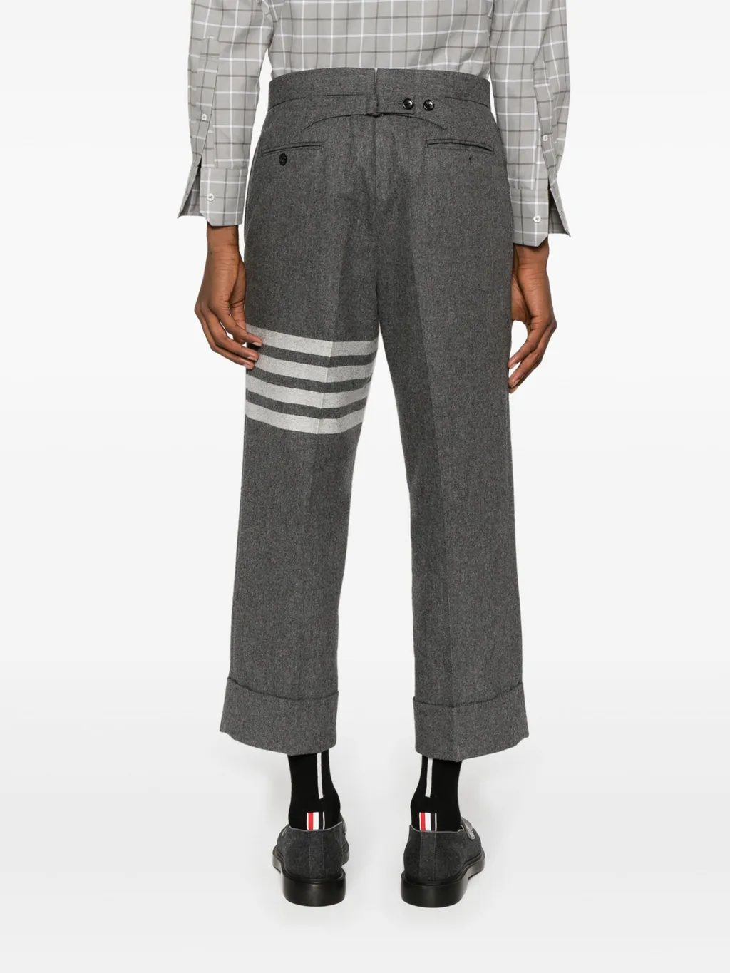 Thom Browne 4-Bar Stripe Detailed Flannel Trousers