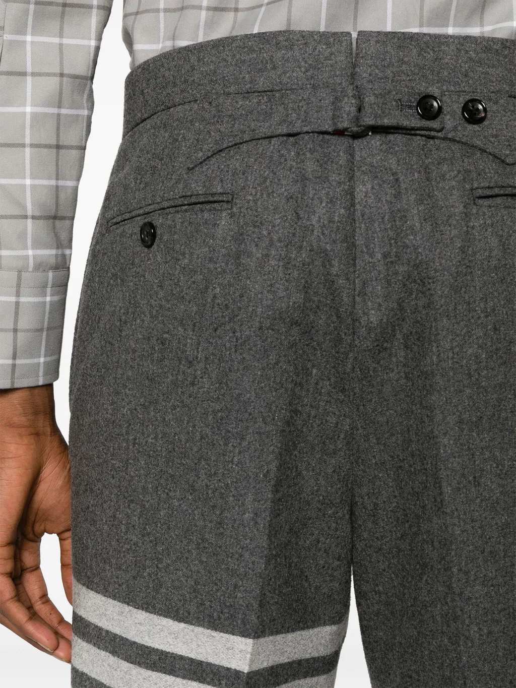 Thom Browne 4-Bar Stripe Detailed Flannel Trousers