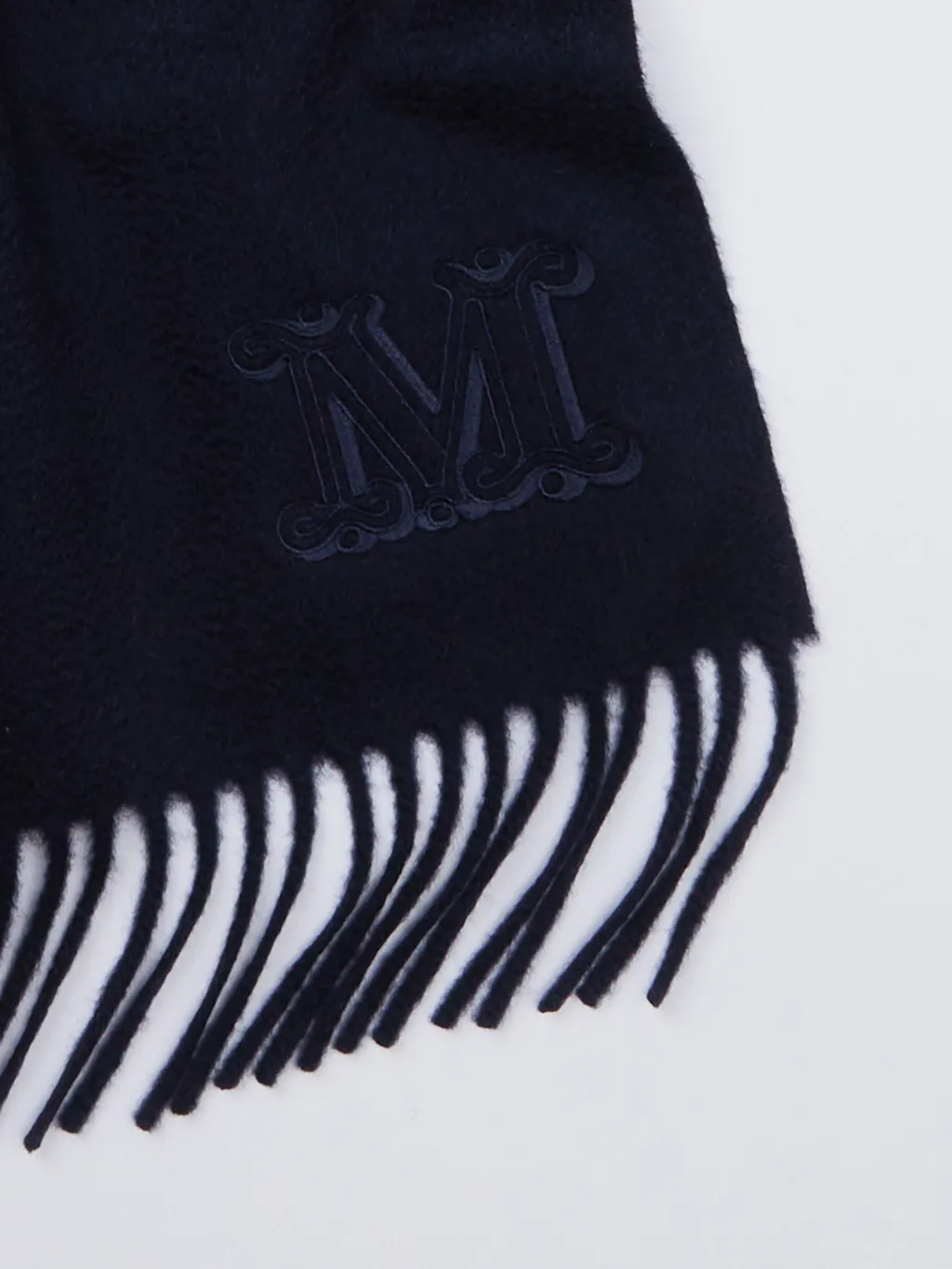 Max Mara Logo Embroidered Fringe Scarf