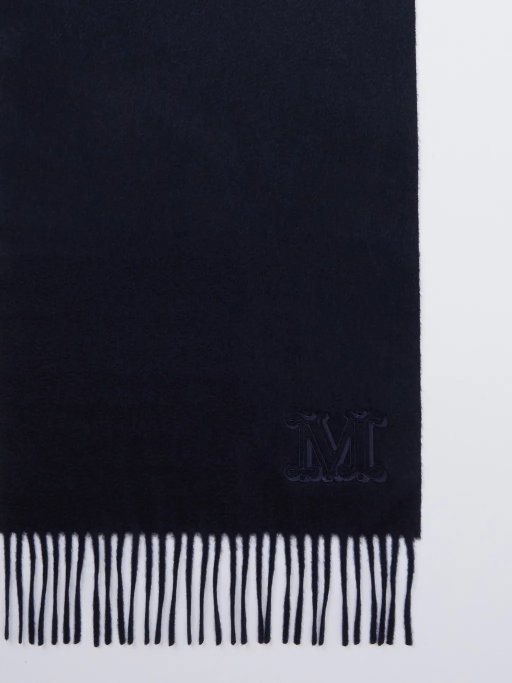Max Mara Logo Embroidered Fringe Scarf