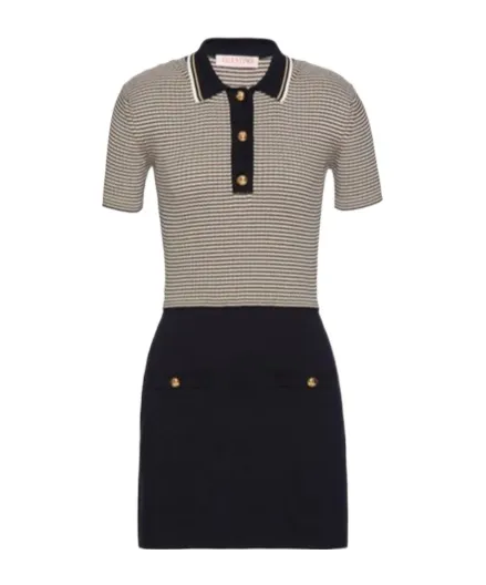 Valentino Striped Short-Sleeved Polo Dress