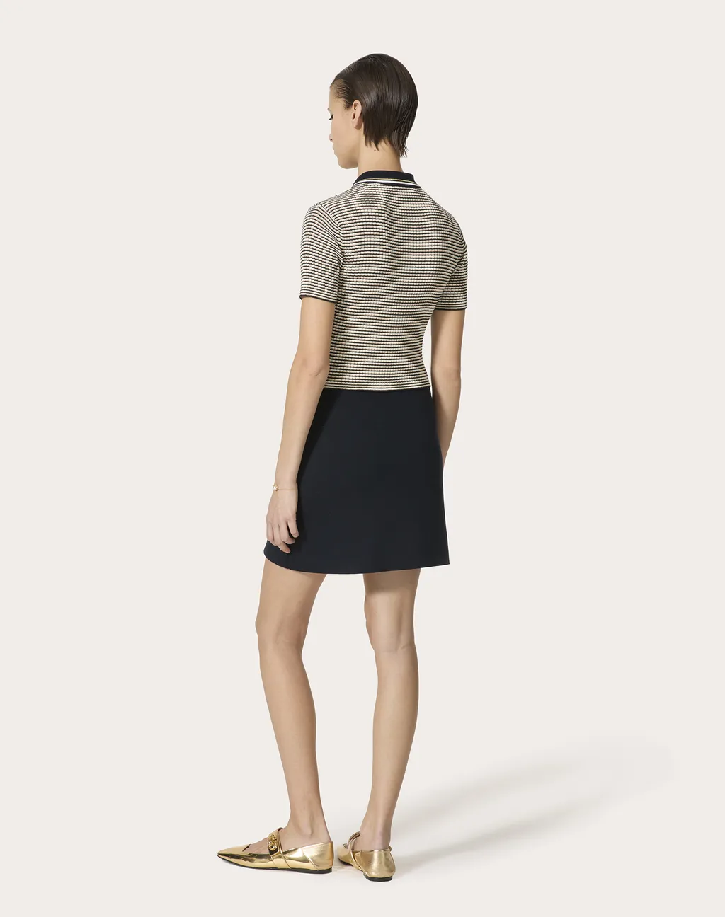 Valentino Striped Short-Sleeved Polo Dress