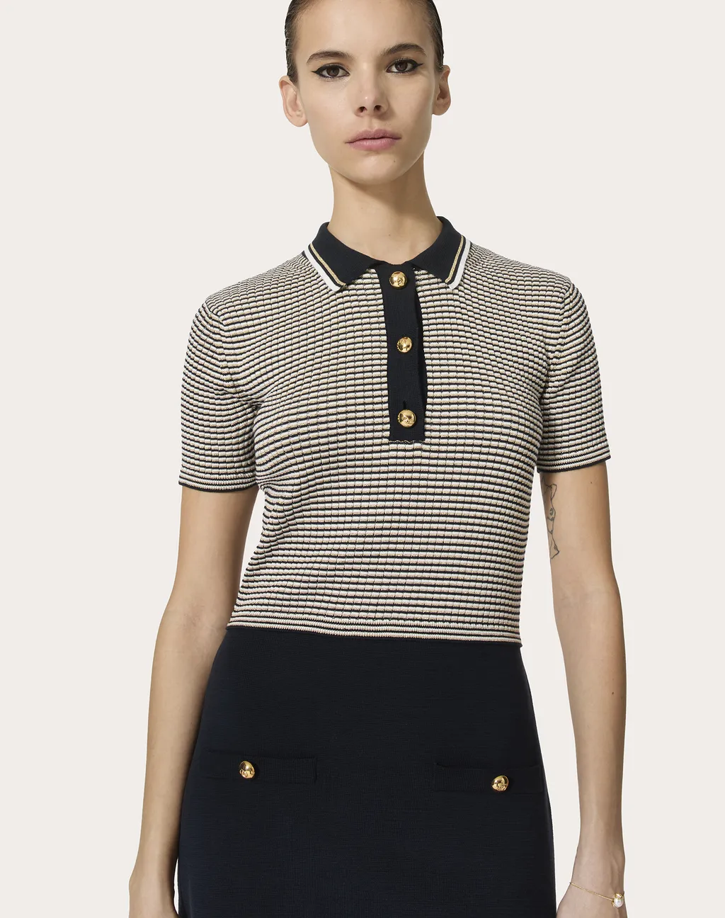 Valentino Striped Short-Sleeved Polo Dress