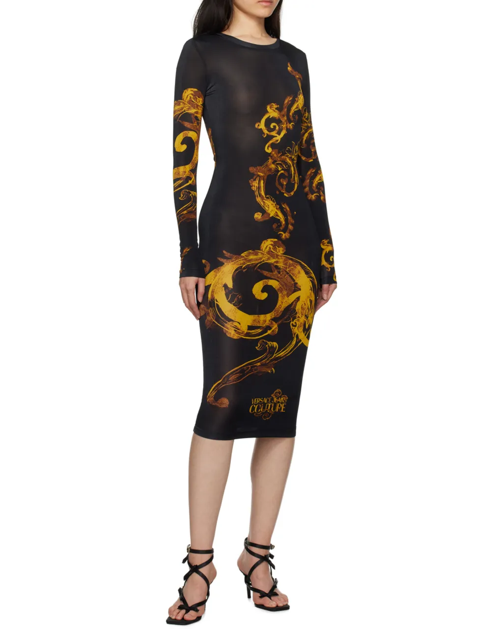 Versace Jeans Couture Watercolour Couture Long-Sleeved Midi Dress