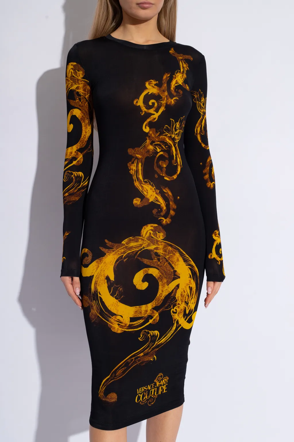 Versace Jeans Couture Watercolour Couture Long-Sleeved Midi Dress