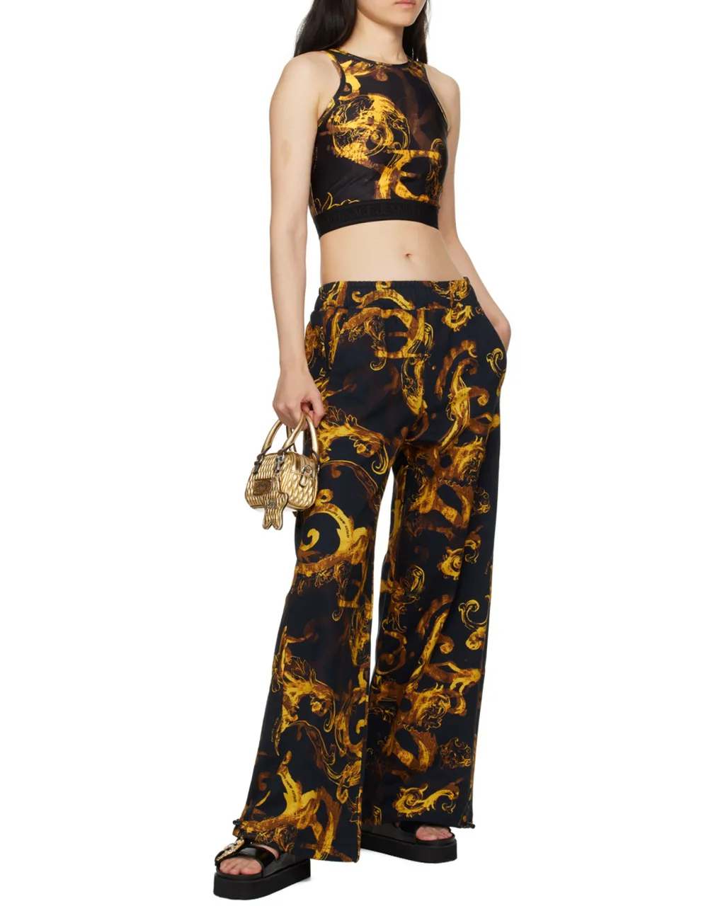 Versace Jeans Couture Magazine-Printed Sleeveless Cropped Top