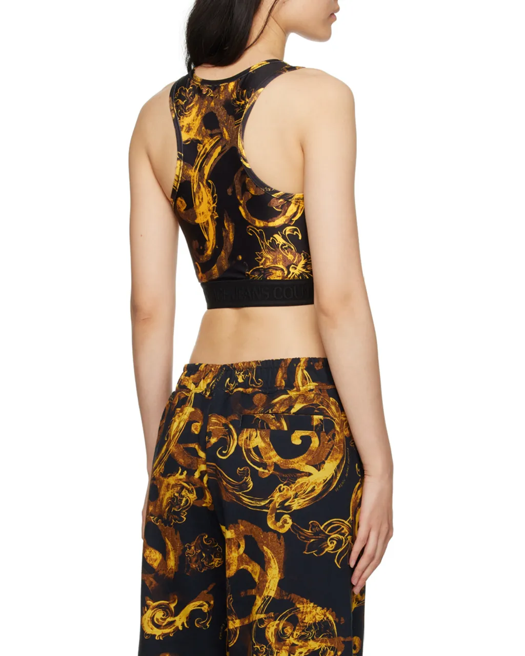 Versace Jeans Couture Magazine-Printed Sleeveless Cropped Top