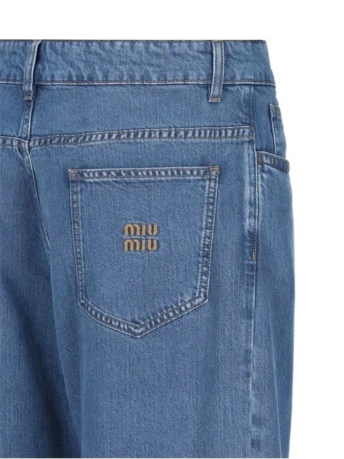 Miu Miu Logo-Embroidered Straight-Leg Denim Jeans