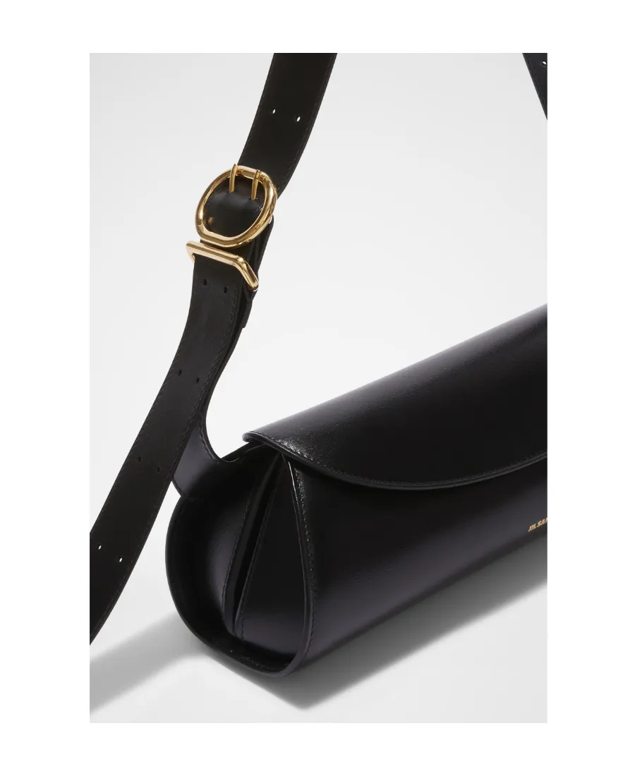 Jil Sander Cannolo Logo Embossed Small Shoulder Bag