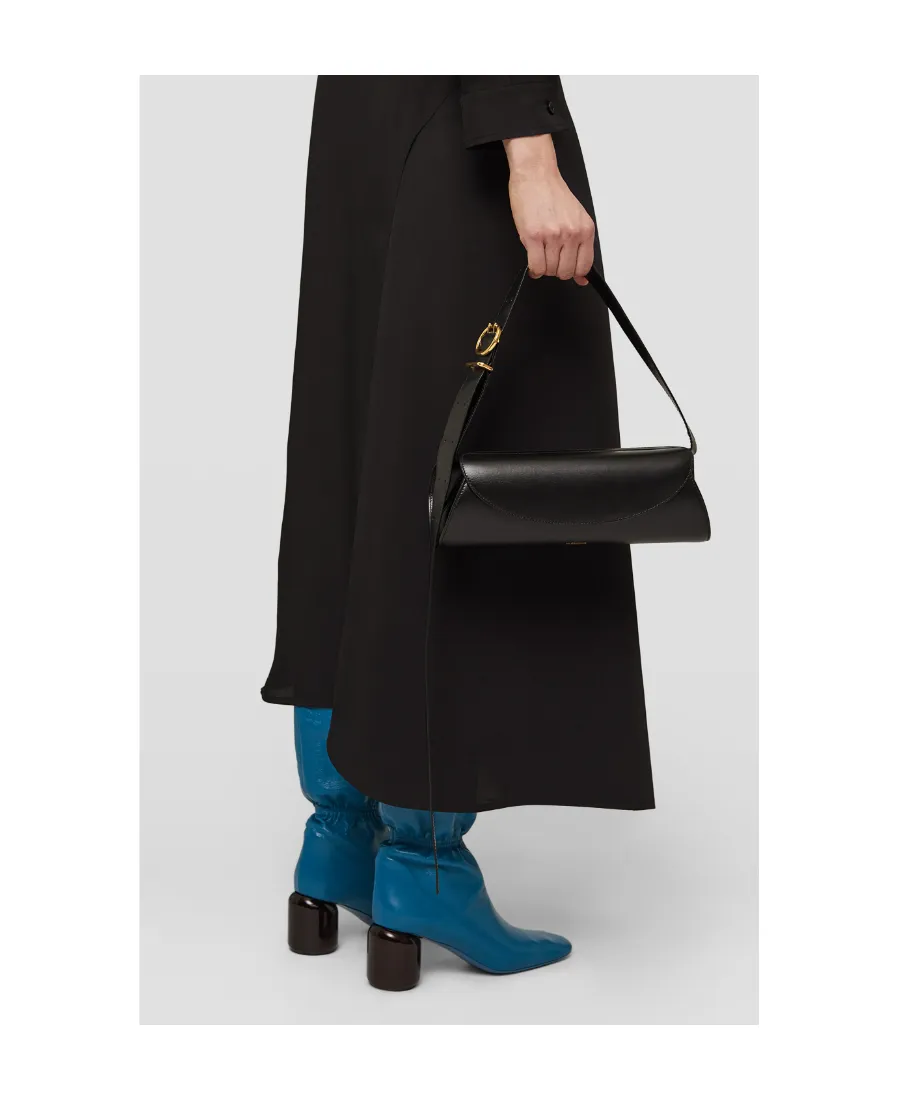 Jil Sander Cannolo Logo Embossed Small Shoulder Bag