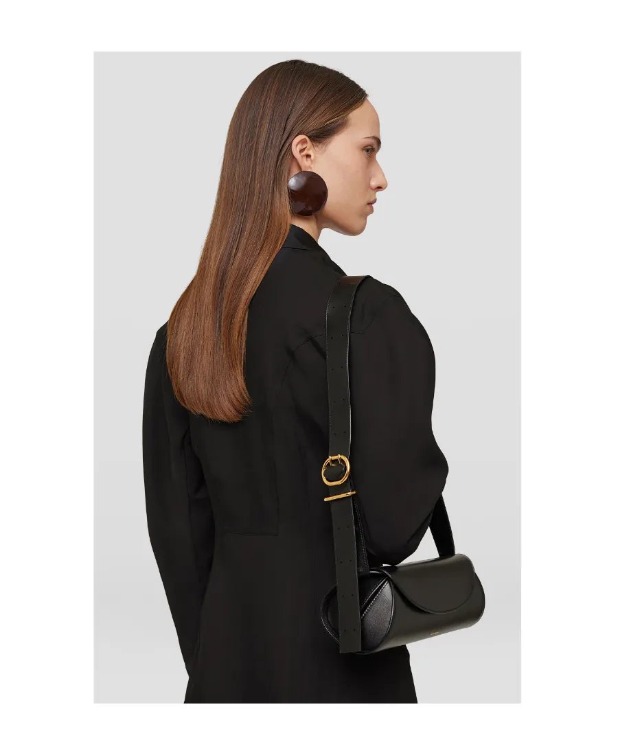 Jil Sander Cannolo Logo Embossed Small Shoulder Bag