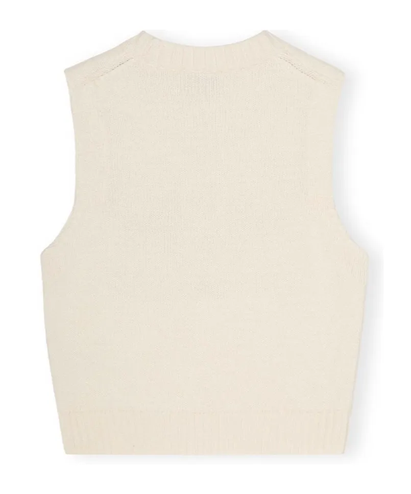 Ganni Glittery-Logo Crewneck Sleeveless Knitted Vest