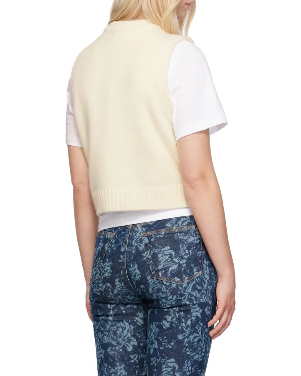 Ganni Glittery-Logo Crewneck Sleeveless Knitted Vest