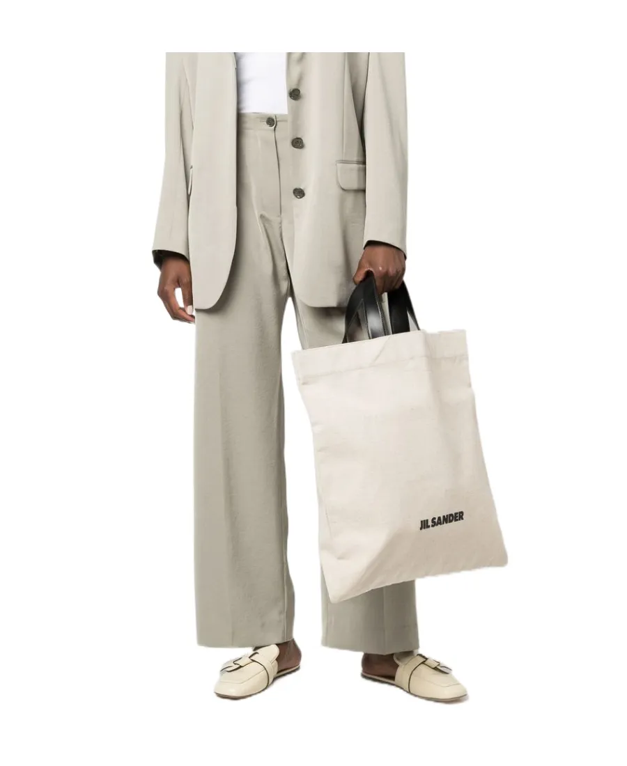 Jil Sander Logo Printed Large Tote Bag
