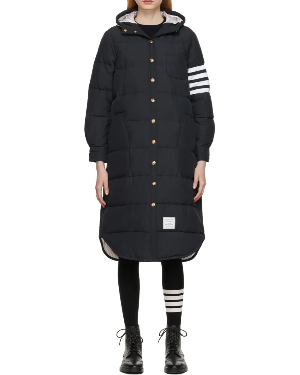 Thom Browne 4 Bar Striped Padded Long Coat