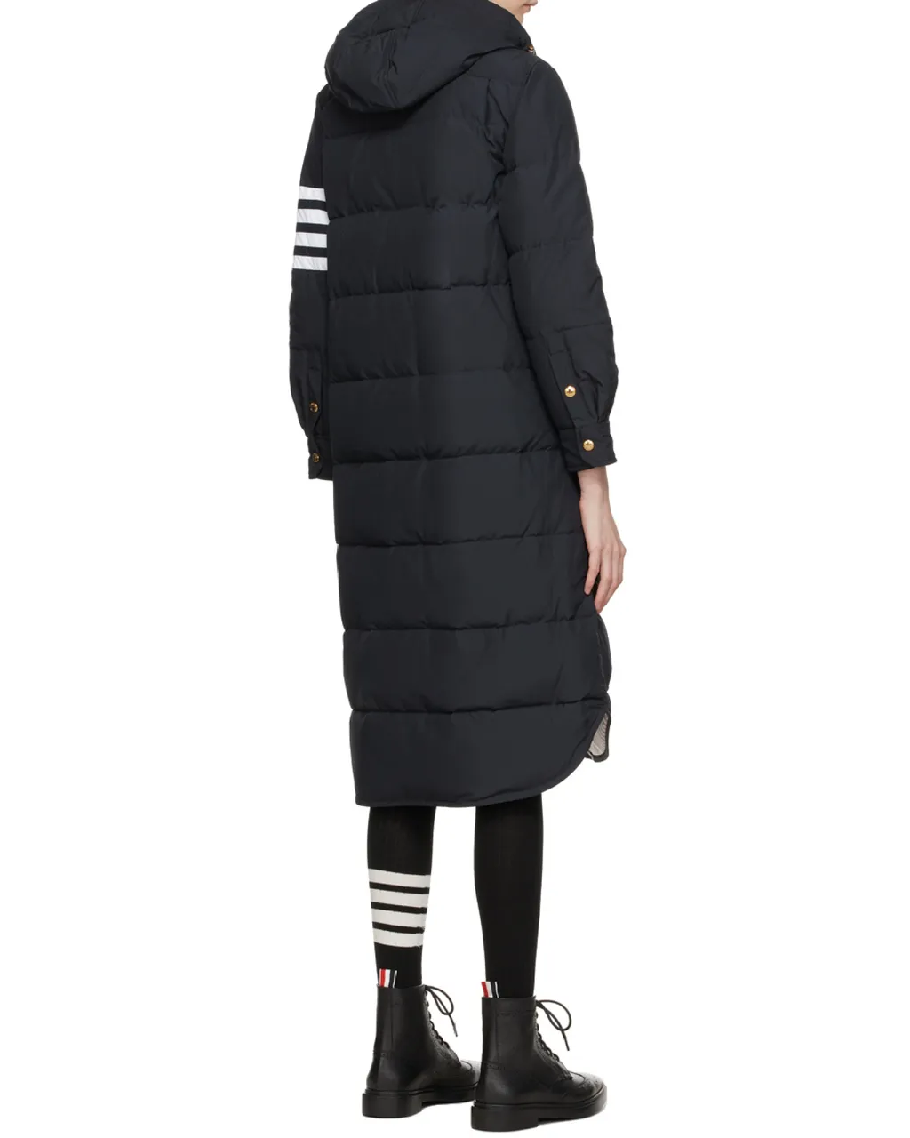 Thom Browne 4 Bar Striped Padded Long Coat