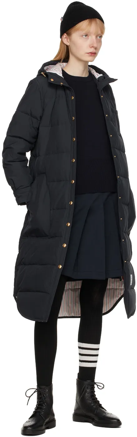 Thom Browne 4 Bar Striped Padded Long Coat