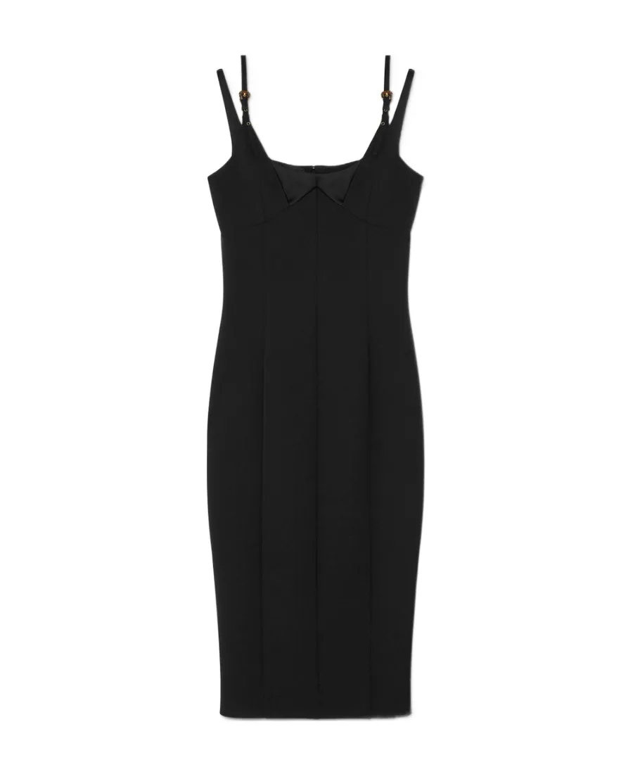 Versace Jeans Couture Square-Neck Sleeveless Cady Midi Dress