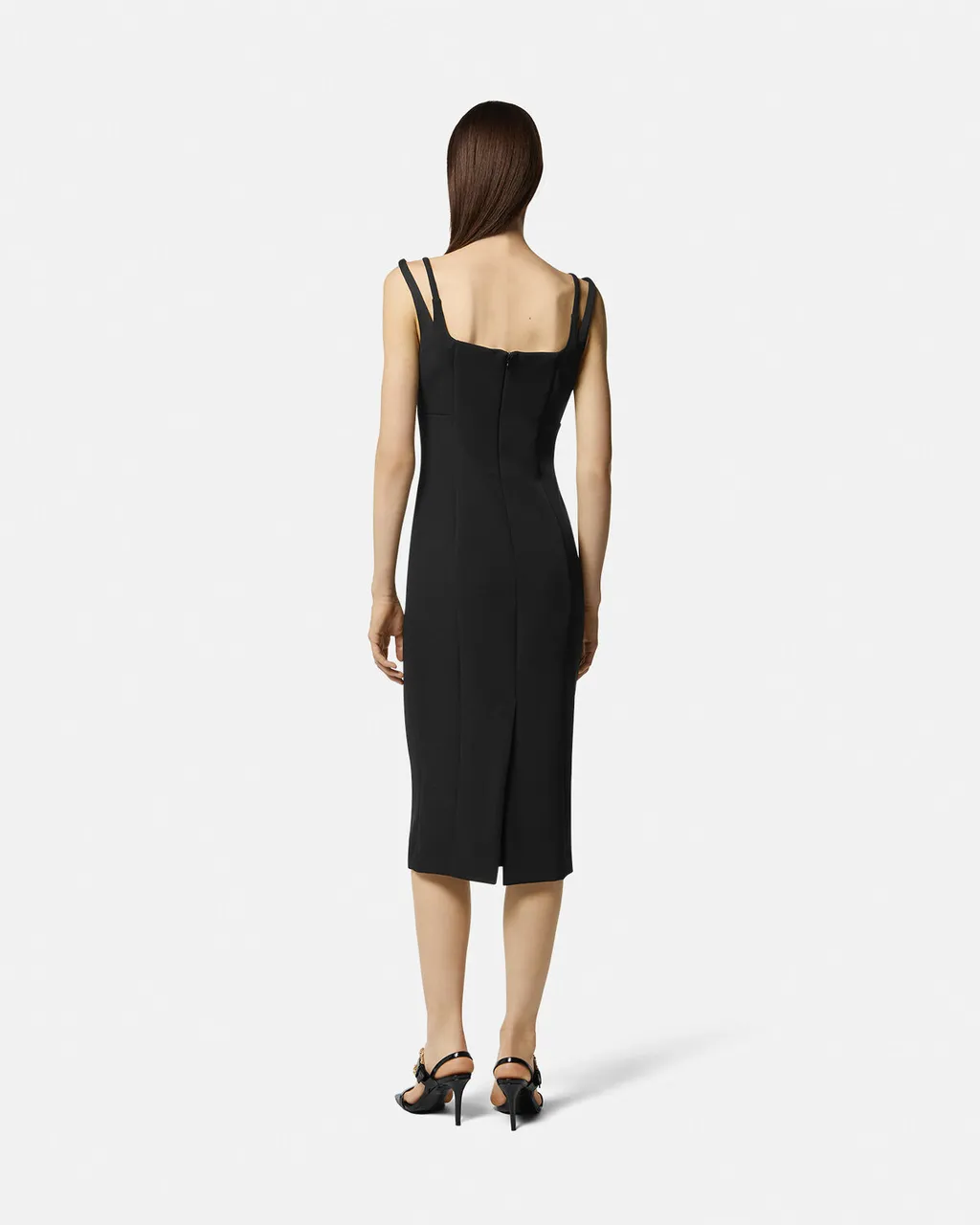Versace Jeans Couture Square-Neck Sleeveless Cady Midi Dress