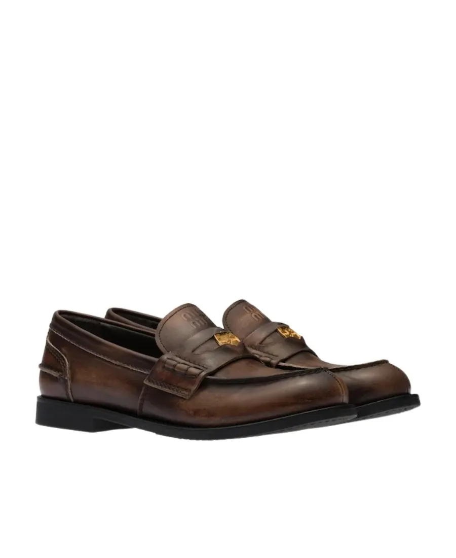Miu Miu Logo Detailed Slip-On Penny Loafers