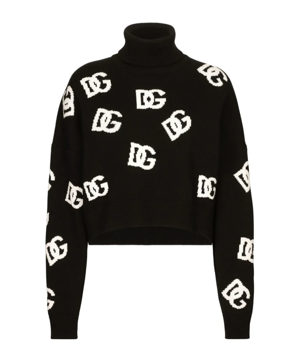 Dolce & Gabbana Dg Logo Intarsia High Neck Sweater