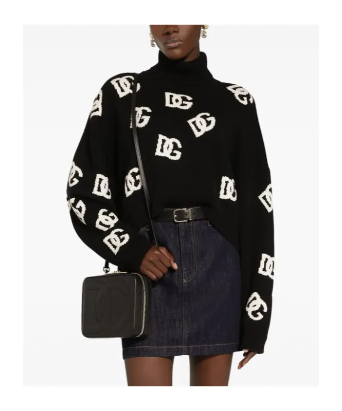 Dolce & Gabbana Dg Logo Intarsia High Neck Sweater