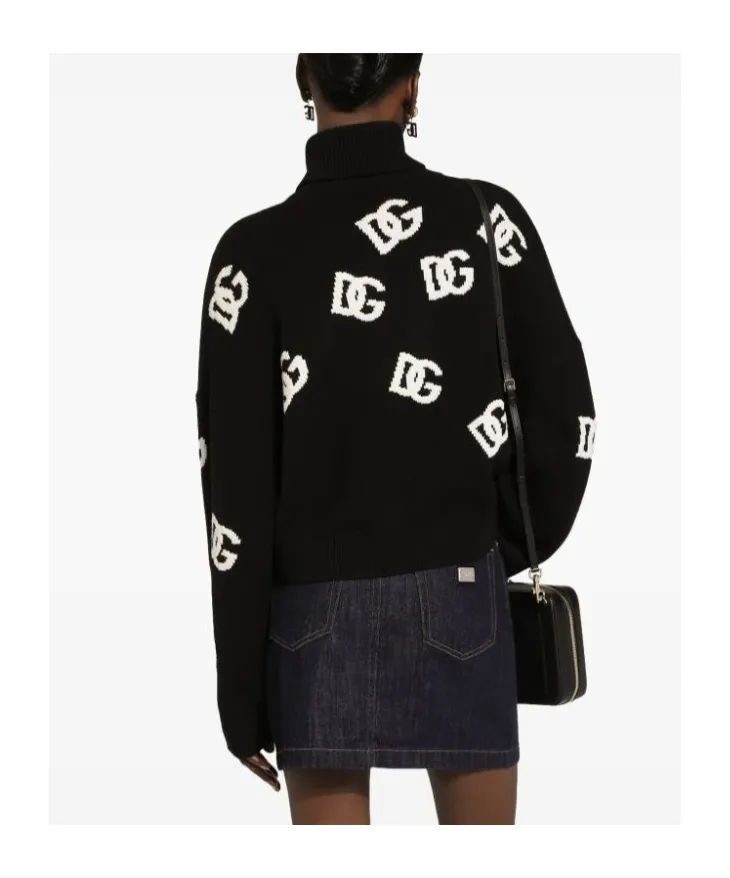 Dolce & Gabbana Dg Logo Intarsia High Neck Sweater