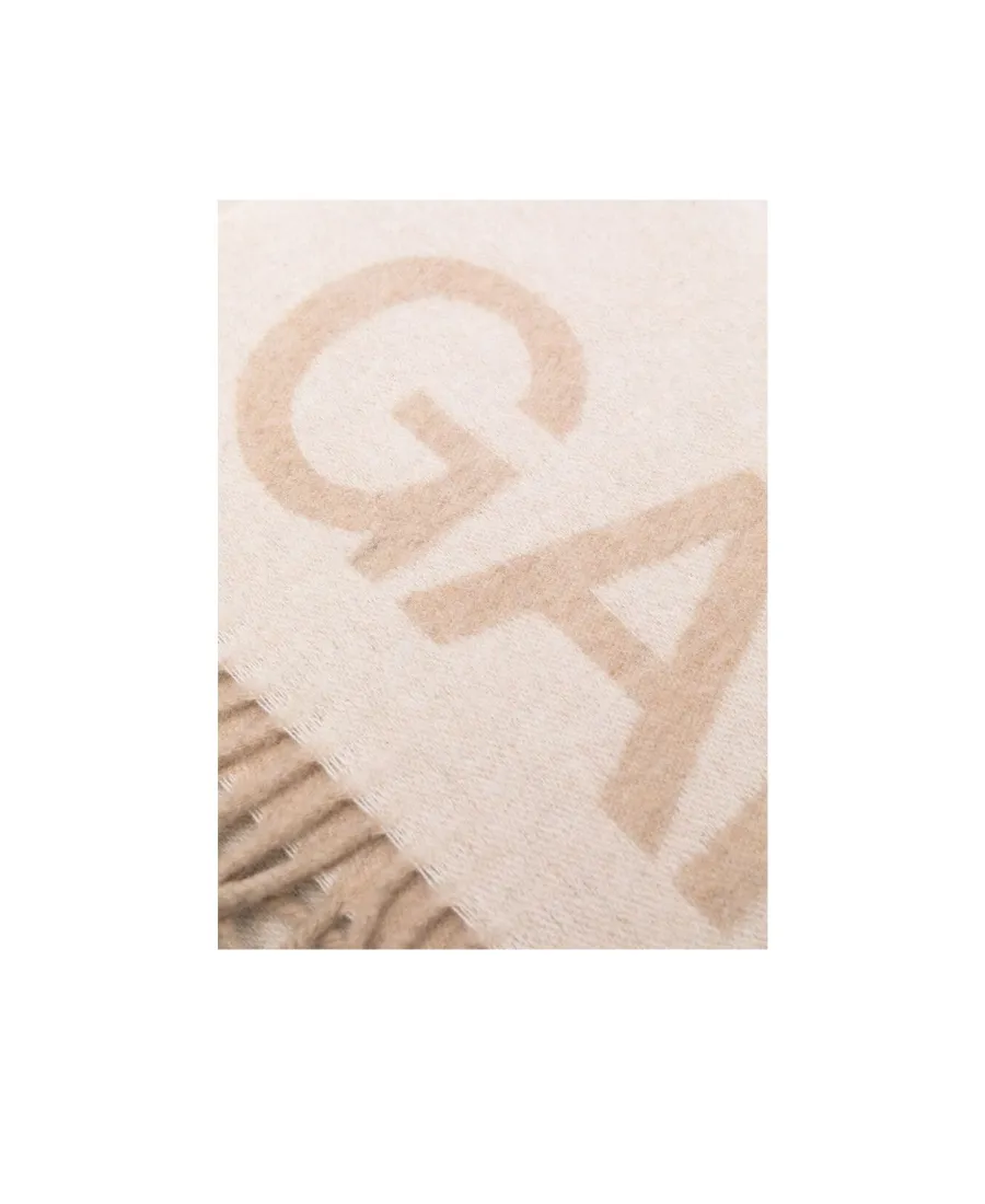 Ganni Logo Intarsia Fringed Scarf
