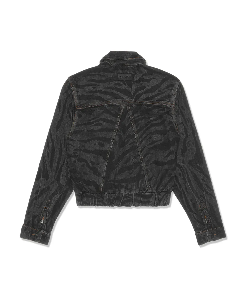 Ganni Zebra Printed Cropped Jacket