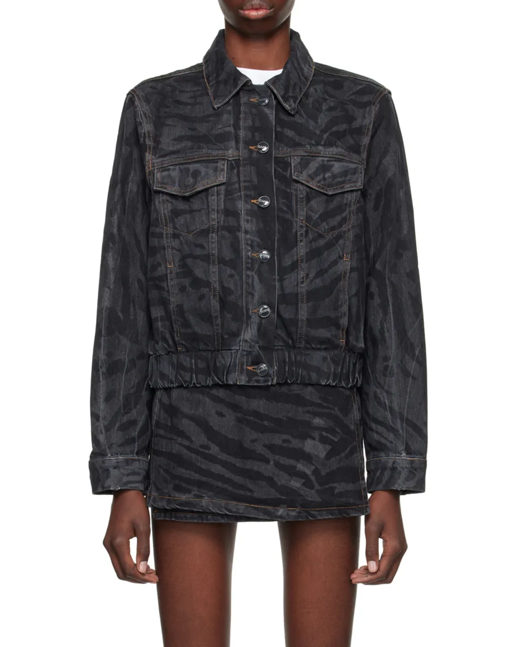 Ganni Zebra Printed Cropped Jacket