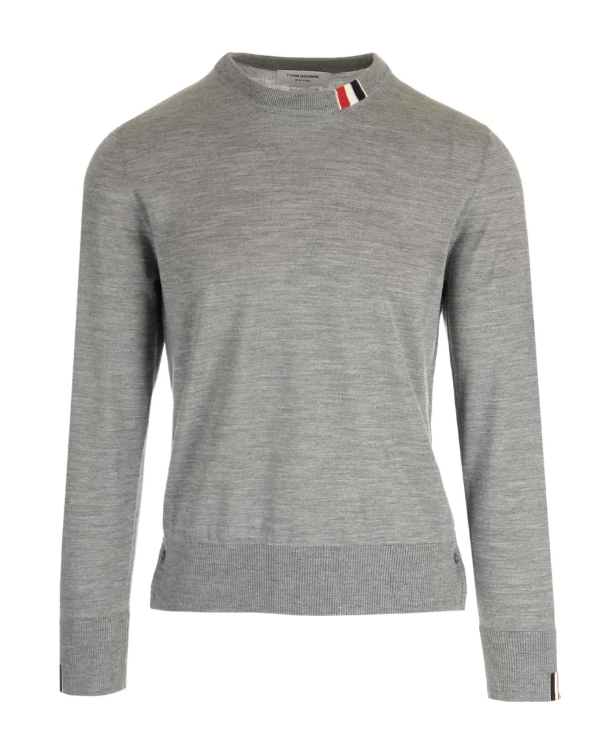 Thom Browne Rwb Stripe Detailed Crewneck Jumper