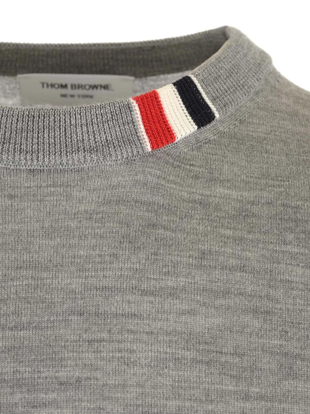Thom Browne Rwb Stripe Detailed Crewneck Jumper