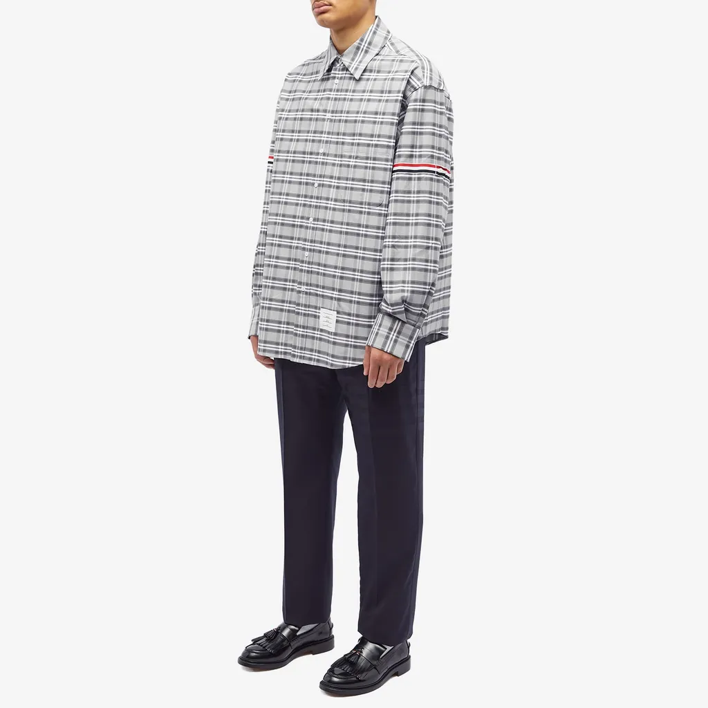 Thom Browne Prince Of Wales Check Twill Armband Oversized Shirt