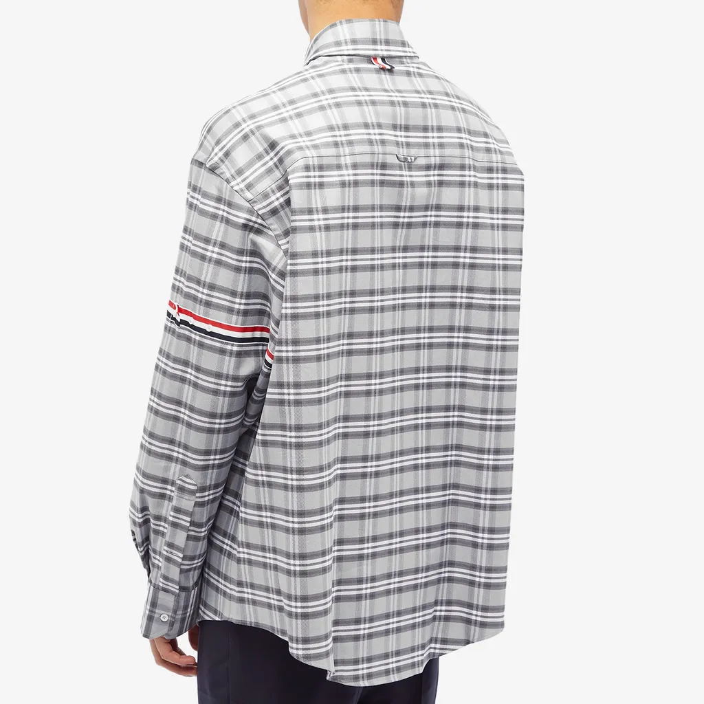 Thom Browne Prince Of Wales Check Twill Armband Oversized Shirt