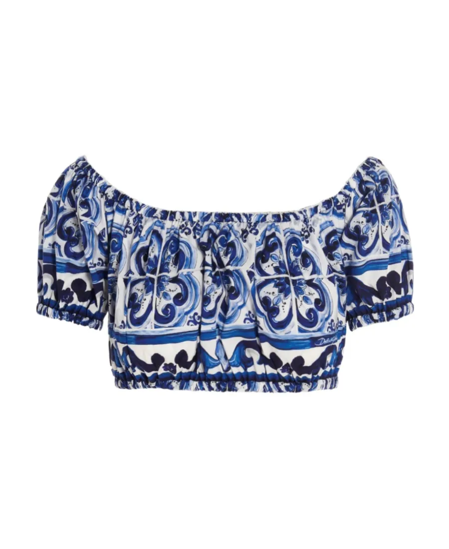 Dolce & Gabbana Mediterraneo Printed Off-Shoulder Top